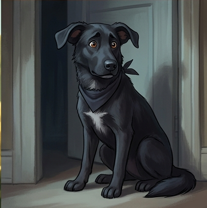 Chester the dog, nervous and uncertain